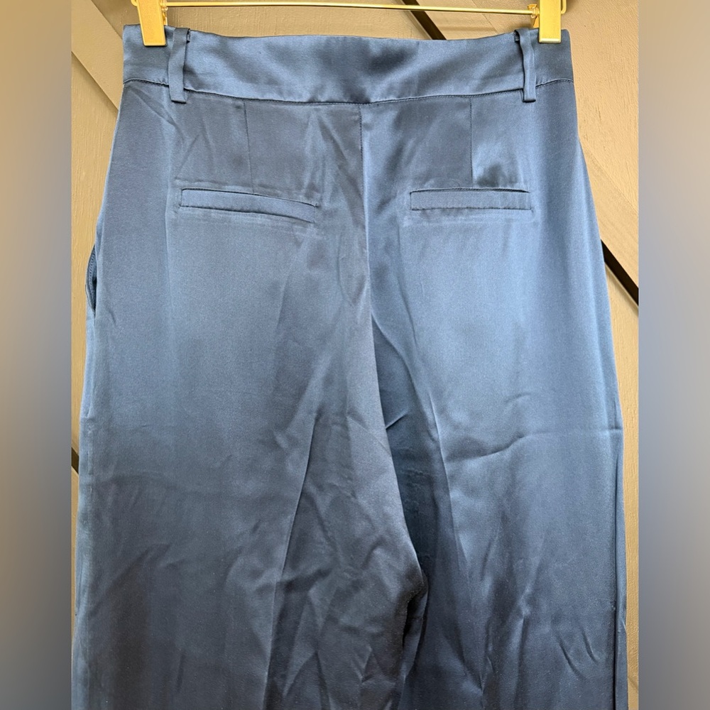 Sablyn Emerson Pleated Silk Pants in Midnight Navy, Size Small - Picture 11 of 16